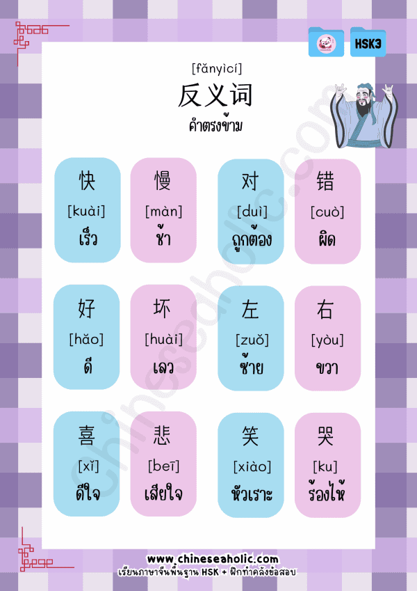 ชีทสรุปเตรียมสอบ HSK3 ระบบใหม่ by chineseaholic.com